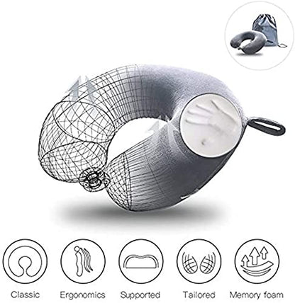  Travel Neck Pillow - Memory Foam Pillow Support Pillow,Luxury Compact & Lightweight Quick Pack For Camping,Sleeping Rest Cushion (Grey)