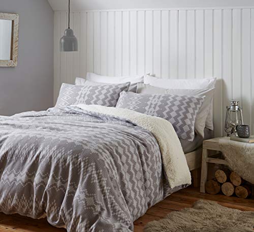  Catherine Lansfield Alpine Fleece King Duvet Set Grey
