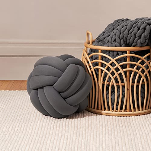  Bearaby Hand-Crafted Knot Pillow Ball - Relieve Stress With Oeko-TEX Certified Organic And Gently Weighted Material - Handcrafted From Natural Rubber Foam (Asteroid Grey, Large)