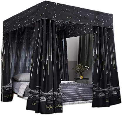  JOYLIFE Princess Four Corner Post Bed Curtain Canopy Mosquito Net For Girls Adults Kids (Black, King)