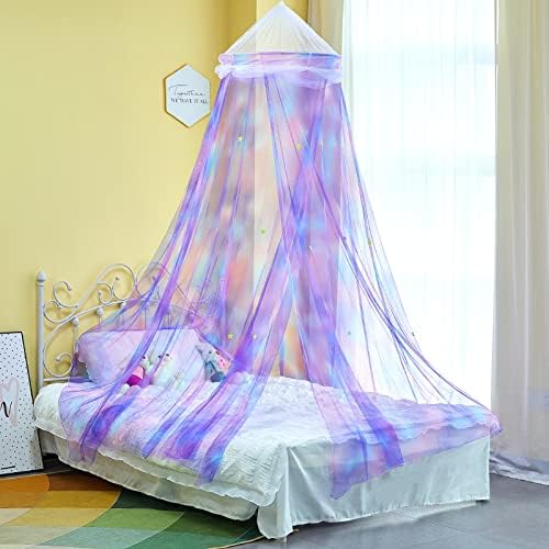  FIOBEE Bed Canopy Bed Curtains Mosquito Net Room Décor With Stars For Bedroom, Blue