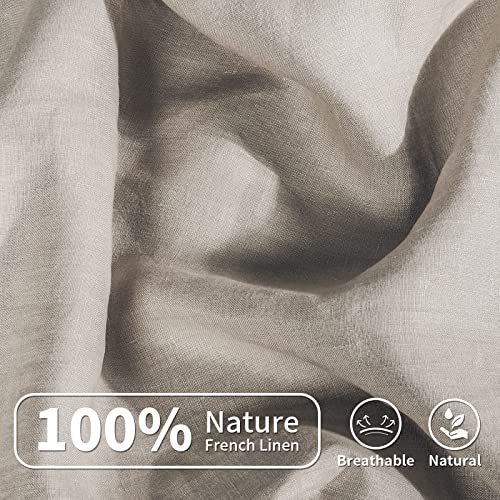 100% Linen Tencel Cooling Duvet Cover Set,Queen Size 5 PCS Eucalyptus Soft Breathable Comforter Cover Set Reversible Bedding Neutral Duvet Covers Button Closure,90"x90" Linen(NO Insert)