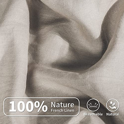  100% Linen Tencel Cooling Duvet Cover Set,Queen Size 5 PCS Eucalyptus Soft Breathable Comforter Cover Set Reversible Bedding Neutral Duvet Covers Button Closure,90"x90" Linen(NO Insert)