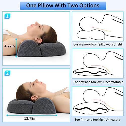  High Density Space Cervical Memory Foam Pillow, Contour Pillows For Neck And Shoulder Pain, Ergonomic Orthopedic Sleeping Neck Contoured Support Pillow For Side Sleepers, Back And Stomach Sleepers