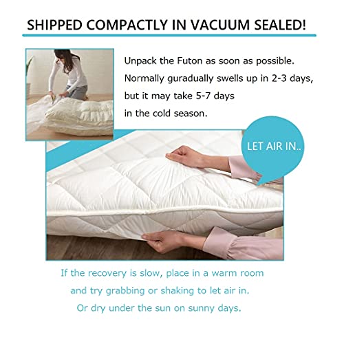 Japanese Futon Mattress Set CLASSE (Mattress, Comforter & Pillow) With Covers (Gray) Full Made In Japan, Cotton Foldable Floor Sleeping Bed Tatami Mat