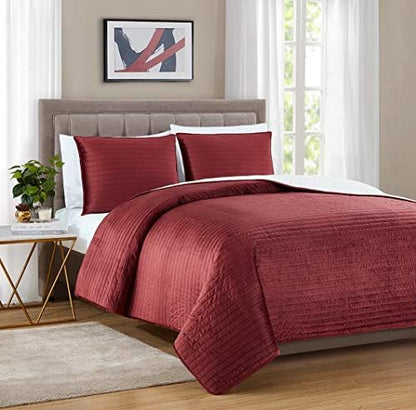  BOURINA Velvet Sherpa Blanket Quilt, Super Plush Quilt 3-Piece Bedding Large Double-Sided Plush Comfort Softest Quilt Sets, Queen 90×94" Light Grey