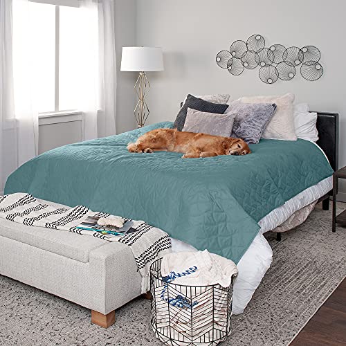 Furhaven Small/Twin Size Waterproof & Non Slip Quilted Twill Mattress Furniture Protector Cover, Washable - Nile Blue, Small/Twin Size