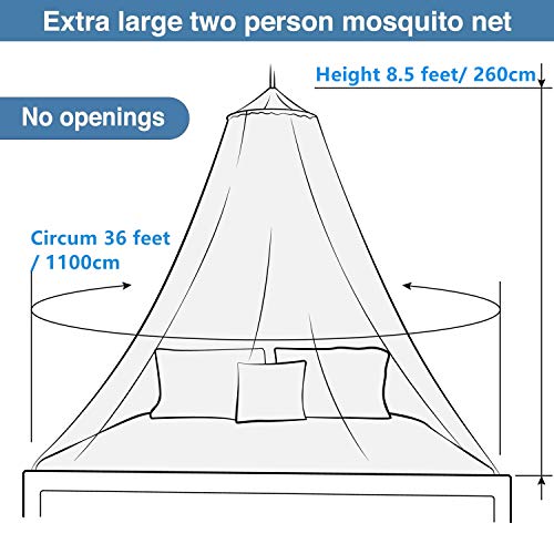  Mosquito Net For Bed, King Size Bed Canopy Hanging Curtain Netting, Princess Round Hoop Sheer Bed Canopy For All Kids Baby Cribs And Adult Beds Fit Twin, Full, Queen -White