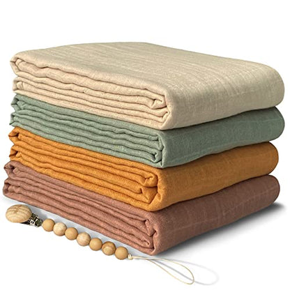  Moonkie Muslin Swaddle Blanket | Comfort Soft Baby Blanket For Boys And Girls | Silky Bamboo Infant Receiving Blanket Baby Swaddle Wrap | Unisex, 47 X 47 Inches, 4 Pack