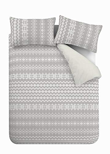  Catherine Lansfield Alpine Fleece King Duvet Set Grey