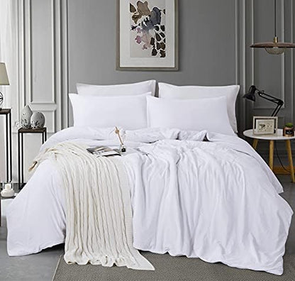  ALAZURIA Queen Size Duvet Cover Set 3 Piece - Super Soft Washed Microfiber, Light Blue Comforter Cover Set With Zipper Closure & 4 Corner Ties (1 Duvet Cover + 2 Pillow Cases) Amalfi Blue, Queen