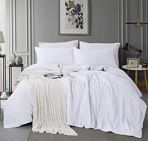  ALAZURIA Queen Size Duvet Cover Set 3 Piece - Super Soft Washed Microfiber, Light Blue Comforter Cover Set With Zipper Closure & 4 Corner Ties (1 Duvet Cover + 2 Pillow Cases) Amalfi Blue, Queen