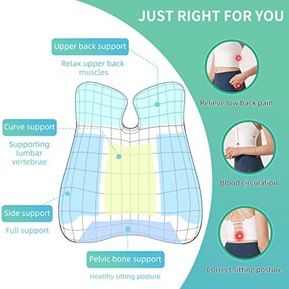 Lumbar Support Pillow For Office Chair Cushion For Back Pain Relief Memory Foam Back Support Office Chair Ergonomic Back Pillow Lumbar Chushion W/Strap For Car, Computer Gaming Chair, Recliner, Couch