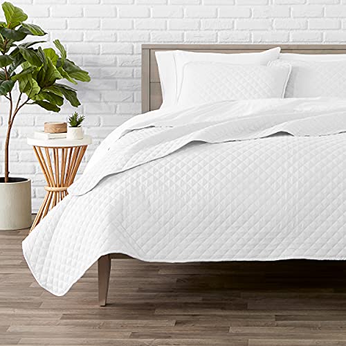  Premium 2 Piece Quilt Set - Twin/Twin Extra Long Size - Coverlet Set - Diamond Stitched Bedspread - Ultra-Soft Luxurious Lightweight All Season Bedspread (Twin/Twin XL, White)