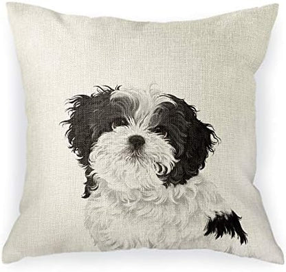  WIRESTER Sofa Pillow Case, Decorative Throw Pillow Cushion Cover For Home Office 18 X 18 Inch, Cute Grey Toy Poodle