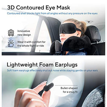  Travel Blanket Luxury Travel Set - Ergonomic Airplane Neck Pillow 100% Pure Memory Foam And Super Soft Fleece Blanket - Premium 3D Sleep Mask & Earplugs - Ultimate 4-in-1 Travel Kit Black