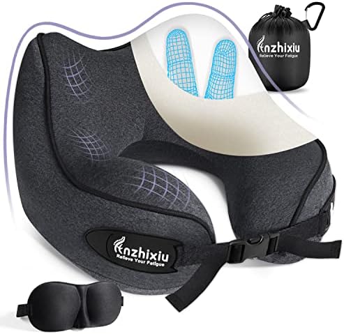  Anzhixiu Travel Pillow Heighten Humps Neck Pillow For 360 Degree Support .Release Your Neck Pain During Travel, Office And Home- Ergonomics Curve Neck Support Pillow, Black Color