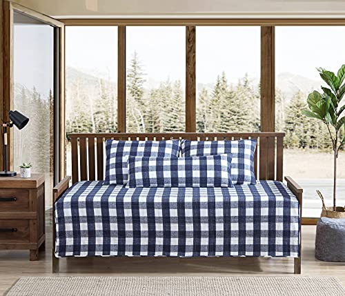Eddie Bauer Home | Lakehouse Collection | Quilt Set - 100% Cotton, Reversible, Medium Weight Bedding With Matching Shams, Daybed, Blue