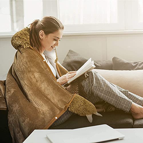  Sloth Wearable Hooded Blanket For Adults - Super Soft Warm Cozy Plush Flannel Fleece & Sherpa Hoodie Throw Cloak Wrap - Sloth Gifts For Women Adults And Kids (Brown)