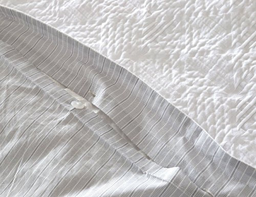  Meadow Park Matelasse Duvet Cover Set, 100% Cotton, Pre-Washed, Soft & Cozy, Woven Jacquard Textured, Modern Geo Design Bedding Set, King, White