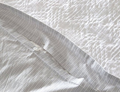  Meadow Park Matelasse Duvet Cover Set, 100% Cotton, Pre-Washed, Soft & Cozy, Woven Jacquard Textured, Modern Geo Design Bedding Set, King, White