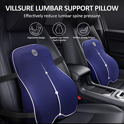  Villsure Lumbar Support Pillow Back Cushion For Office Chair,Car,Computer,Recliner Memory Foam Ergonomic Orthopedic Backrest Back Support For Back Pain Relief,3D Mesh Cover Double Adjustable Straps