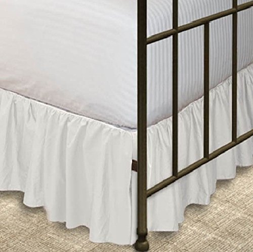 Scala Plit Corner Ruffle Bed Skirt Solid White 600 TC Egyptian Cotton Full (54" W X 75" L) With 23" Drop Length.