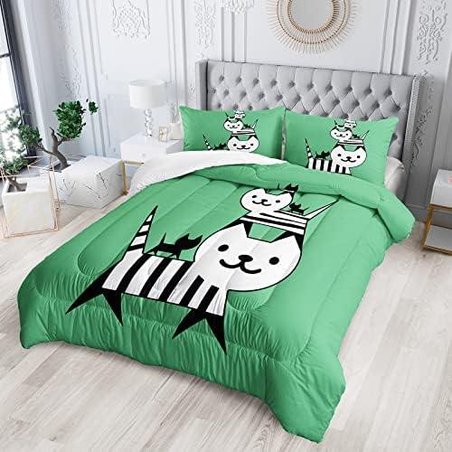  BSNTHO Cute Cartoon Cow Bedding Cot Bedding Set Tie Dye Comforter Set Queen Size 3D Bull Cattle Animal Comforter Set Farmhouse Cow Bedroom 1 Comforter 2 Pillowcase