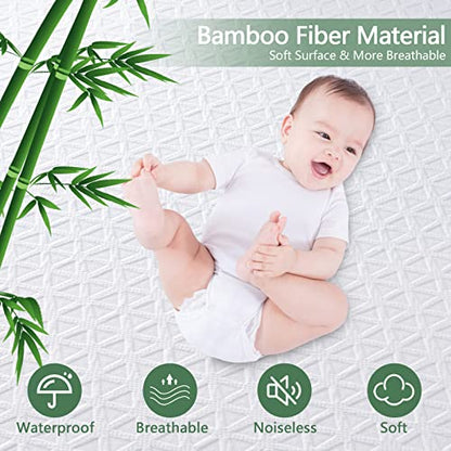  Remium 100% Waterproof Mattress Protector Queen Size Bed Bamboo Mattress Cover Breathable 3D Air Fabric Cooling Mattress Pad Cover Smooth Soft Noiseless Washable, 8''-21'' Deep Pocket