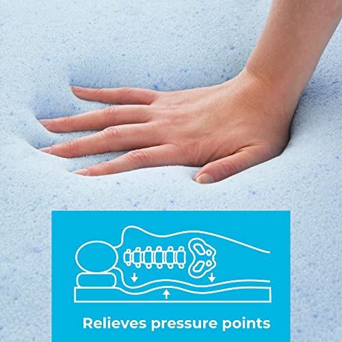  INENSPA 3 Inch Gel Infused Memory Foam Twin Mattress Topper & Premium Smooth Fabric Mattress Protector-100% Waterproof-Hypoallergenic-Vinyl Free Protector, Twin, White