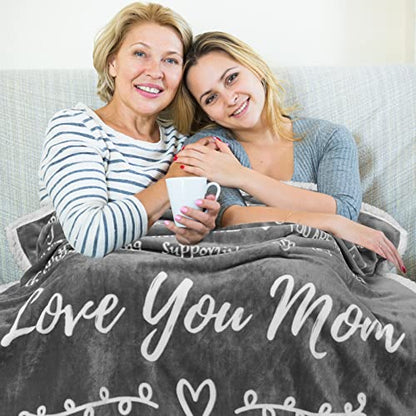  Mothers Day Gifts For Mom Blanket From Daughter Or Son, Thoughtful, Unique Mom Blanket Filled With Sentimental Meaningful Words To Say Love You Mom 60x50 Inches (Grey, Sherpa)