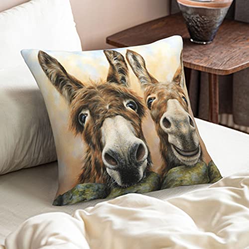  FLYSWALLOW Funny Mordern Throw Pillow Case, Accept Square Pillow Cover, 18"X18",Throw Cushion Covers For Couch Chair Bedroom Farmhouse Sofa(Donkey)