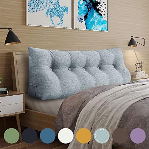  WOWMAX Large Bolster Triangular Headboard Pillow Twin Dorm Headboard Twin XL Bed Wedge Pillow For Headboard Bolster Pillow For Bed With Removable Cover, Gray Polyester Linen Blend Twin