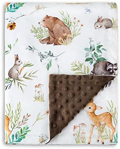  HOMRITAR Baby Blanket For Boys Girls Soft Plush Minky Blanket With Double Layer Dotted Backing For Toddler With Forest Foxes Multicolor Printed 30 X 40 Inch(75x100cm)