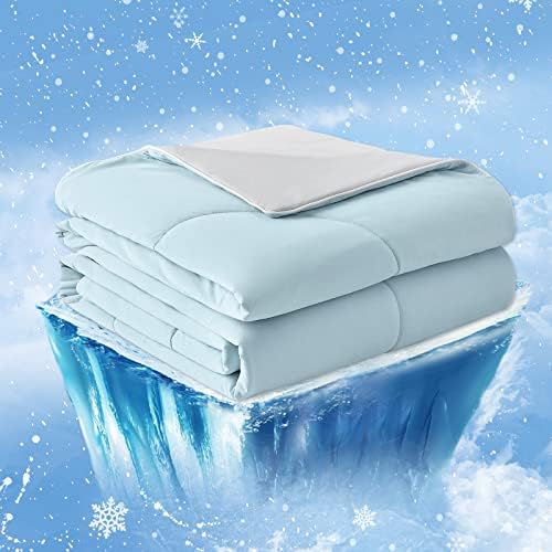  Dual-Sided Cooling Comforter Twin Size, Washable Lightweight Cooling Blanket Q-Max 0.4 Breathable Silk Smooth Grey Summer Comforter For Hot Sleepers And Night Sweats