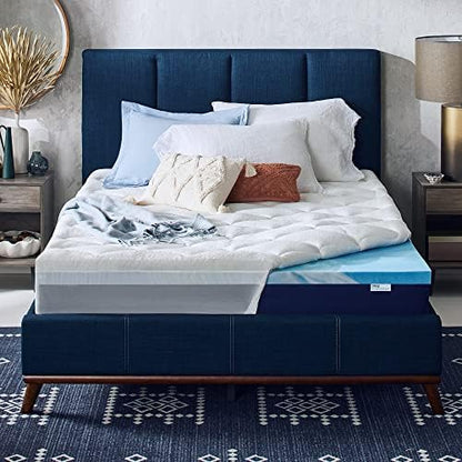  Sleep Innovations Dual Layer 4 Inch Memory Foam Mattress Topper, Queen Size, Ultra Soft Support, 3 Inch Cooling Gel Memory Foam Plus 1 Inch Fluffy Pillow Top Cover