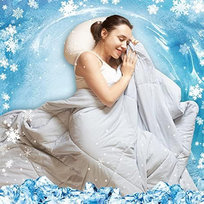  Dual-Sided Cooling Comforter Twin Size, Washable Lightweight Cooling Blanket Q-Max 0.4 Breathable Silk Smooth Grey Summer Comforter For Hot Sleepers And Night Sweats