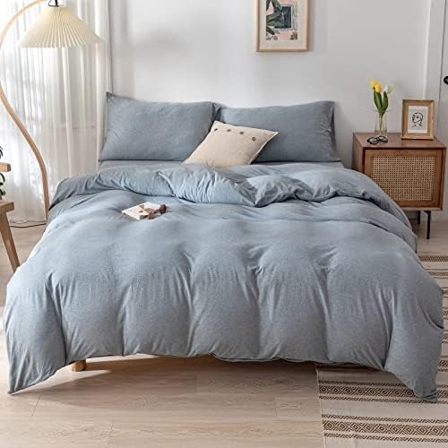  DONEUS Brick Red Duvet Cover Queen Size, 100% Jersey Knit Duvet Cover Set Solid Red Bedding Set Luxury Soft Comforter Cover 3 Pieces With Zipper Closure, 1 Duvet Cover 90x90 Inches And 2 Pillow Cases