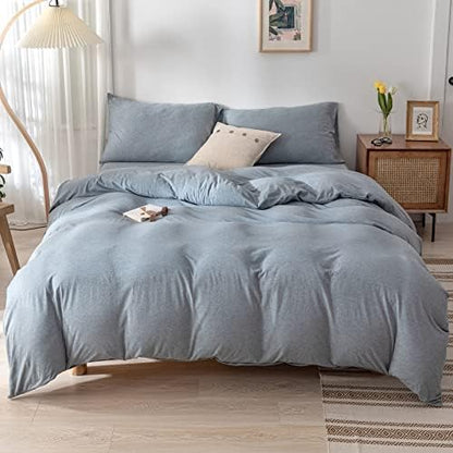  DONEUS Brick Red Duvet Cover Queen Size, 100% Jersey Knit Duvet Cover Set Solid Red Bedding Set Luxury Soft Comforter Cover 3 Pieces With Zipper Closure, 1 Duvet Cover 90x90 Inches And 2 Pillow Cases