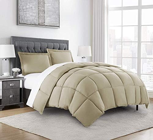  Chezmoi Collection 3-Piece Down Alternative Comforter Set (Queen, Gray)