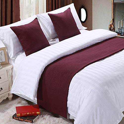  Solid Bed Scarf Bed Runner Bedding Scarves For Bedroom Hotel Wedding Room (King 240x50cm, 18)