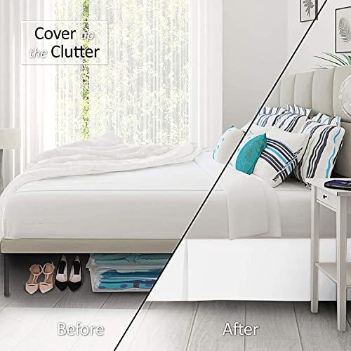  Skirt King Size Pleated Style By Comfort Beddings 100% Cotton Blend Fabric, Premium Tailored Fit 1pc Bedskirt King Size 18" Drop Length White Solid