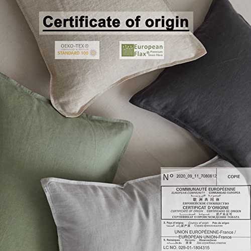  TOSMO 100% Linen Pillowcase Queen Size, Set Of 2, Stone Washed Pillowcases Envelope Closure, Soft And Durable Pillow Cases, 20" X 30", Natural Linen
