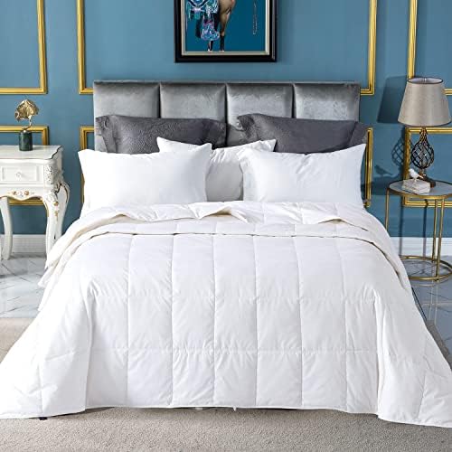  Down Blanket, Extra Lightweight Summer Comforter/Duvet Insert, Noiseless & Extra Soft, 400 Thread Count,King Size 106x90 Inches,12 Ounce Fill Weight, White……
