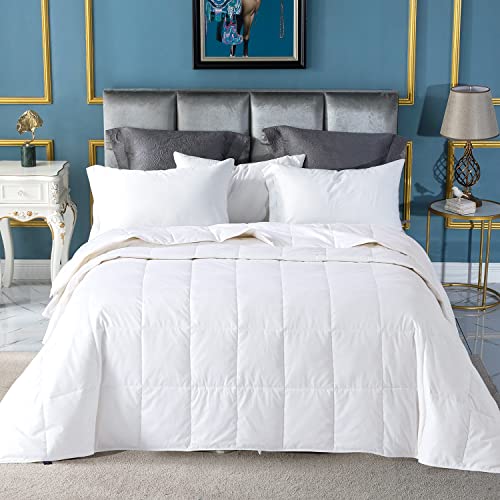  Down Blanket, Extra Lightweight Summer Comforter/Duvet Insert, Noiseless & Extra Soft, 400 Thread Count,King Size 106x90 Inches,12 Ounce Fill Weight, White……