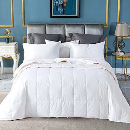  Down Blanket, Extra Lightweight Summer Comforter/Duvet Insert, Noiseless & Extra Soft, 400 Thread Count,King Size 106x90 Inches,12 Ounce Fill Weight, White……