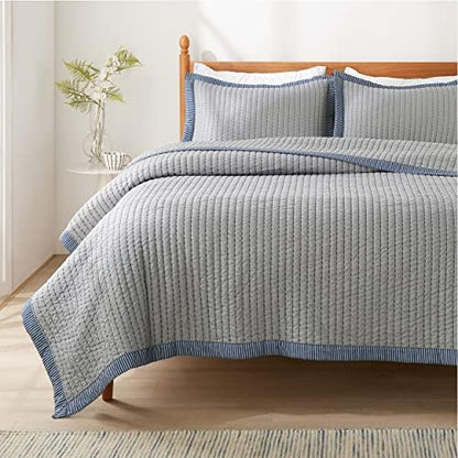  Bedsure Linen Quilt Queen Size - Lightweight Soft Quilt Bedding Set For All Seasons, Bedspreads & Coverlets, Corduroy Pattern Quilt Set, 3 Pieces With 2 Pillow Shams