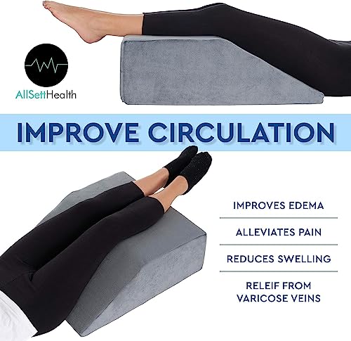  Leg Elevation Wedge Pillow - With Full Memory Foam Top, High-Density Leg Rest Elevating Foam Wedge - Relieves And Recovers Foot And Ankle Injury, Leg Pain, Hip, Knee Pain, Improves Blood Circulation