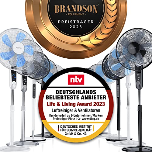  Brandson - Standventilator DC Silent Mit Fernbedienung + Display - Mobiler Lüfter - 24 Geschwindigkeiten - Oszillation 80° - Ventilator Sehr Leise