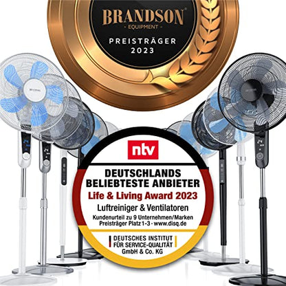  Brandson - Standventilator DC Silent Mit Fernbedienung + Display - Mobiler Lüfter - 24 Geschwindigkeiten - Oszillation 80° - Ventilator Sehr Leise